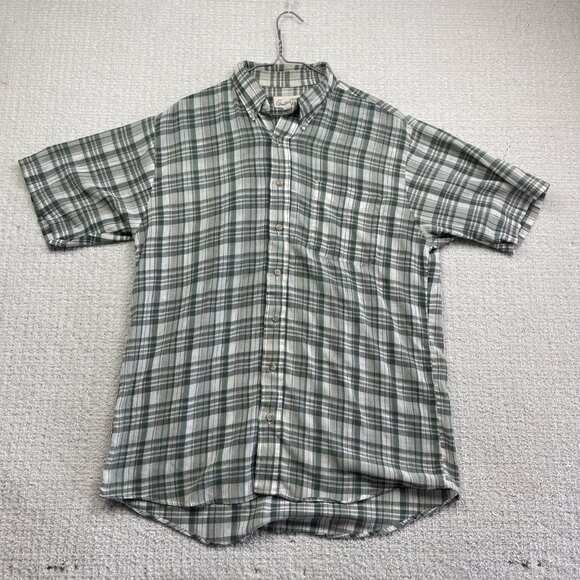 VTG Arnold Palmer Shirt Men L Tall Blue Green Button Down Silk Feel Read - Picture 1 of 15